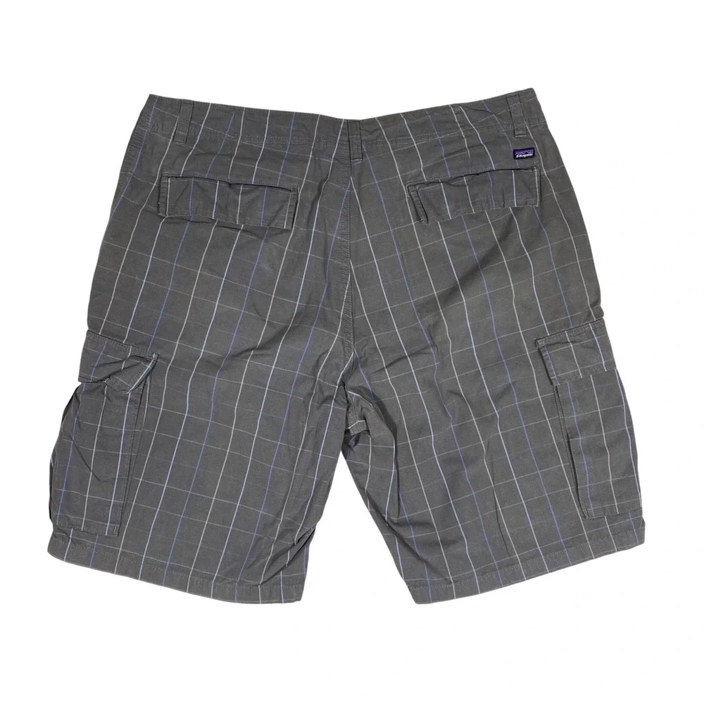 Patagonia Mens All-Wear Cargo Shorts Grey Plaid Organic Cotton 36 Gorpcore Hike